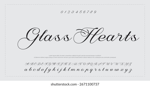 signature Font Calligraphy Logotype Script Brush Tipo de letra Letras de fuentes escritas a mano. Ilustración vectorial  