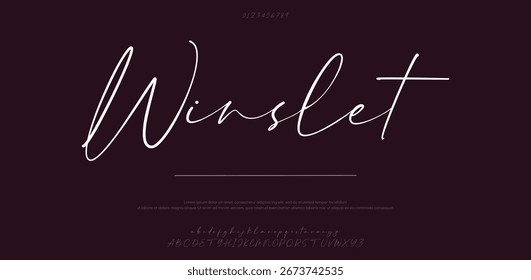 Signature Font Calligraphy Logotype Script Brush Font Type Font lettering handwritten. Vector illustration  