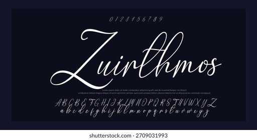signature Font Calligraphy Logotype Script Brush Tipo de letra Letras de fuentes escritas a mano. Ilustración vectorial