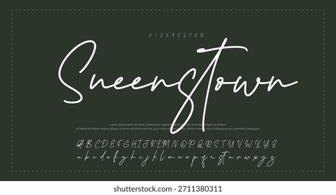 
signature Font Calligraphy Logotype Script Brush Tipo de letra Letras de fuentes escritas a mano. Ilustración vectorial 