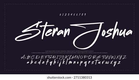 
signature Font Calligraphy Logotype Script Brush Tipo de letra Letras de fuentes escritas a mano. Ilustración vectorial 