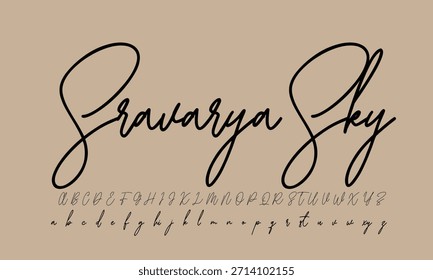 signature Font Calligraphy Logotype Script Brush Tipo de letra Letras de fuentes escritas a mano. Ilustración vectorial 