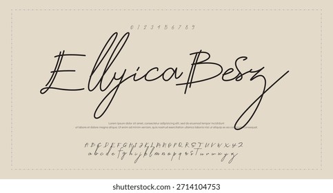 signature Font Calligraphy Logotype Script Brush Tipo de letra Letras de fuentes escritas a mano. Ilustración vectorial  