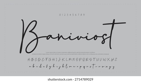 
signature Font Calligraphy Logotype Script Brush Tipo de letra Letras de fuentes escritas a mano. Ilustración vectorial  