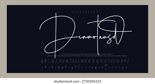 signature Font Calligraphy Logotype Script Brush Tipo de letra Letras de fuentes escritas a mano. Ilustración vectorial 