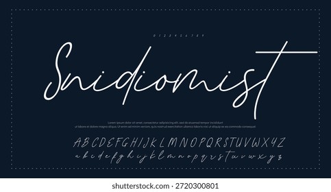 signature Font Calligraphy Logotype Script Brush Tipo de letra Letras de fuentes escritas a mano. Ilustración vectorial  