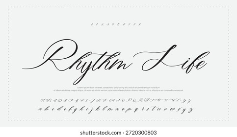 signature Font Calligraphy Logotype Script Brush Tipo de letra Letras de fuentes escritas a mano. Ilustración vectorial  