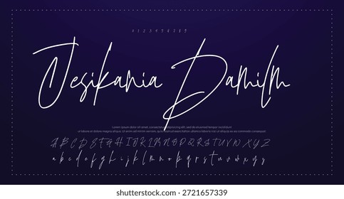 signature Font Calligraphy Logotype Script Brush Tipo de letra Letras de fuentes escritas a mano. Ilustración vectorial  