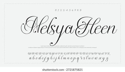 signature Font Calligraphy Logotype Script Brush Tipo de letra Letras de fuentes escritas a mano. Ilustración vectorial