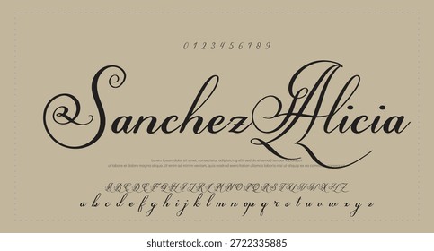 signature Font Calligraphy Logotype Script Brush Tipo de letra Letras de fuentes escritas a mano. Ilustración vectorial
