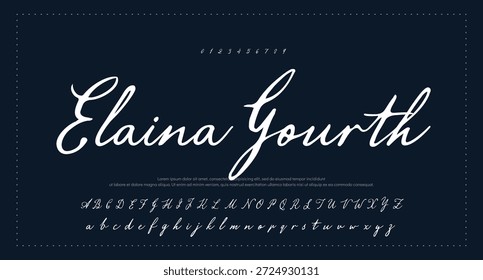 signature Font Calligraphy Logotype Script Brush Tipo de letra Letras de fuentes escritas a mano. Ilustración vectorial