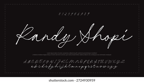 signature Font Calligraphy Logotype Script Brush Tipo de letra Letras de fuentes escritas a mano. Ilustración vectorial  