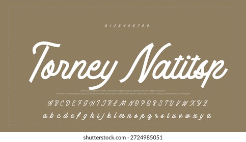 signature Font Calligraphy Logotype Script Brush Tipo de letra Letras de fuentes escritas a mano. Ilustración vectorial  
