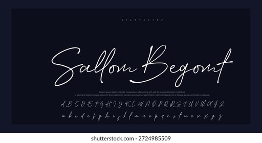 signature Font Calligraphy Logotype Script Brush Tipo de letra Letras de fuentes escritas a mano. Ilustración vectorial 