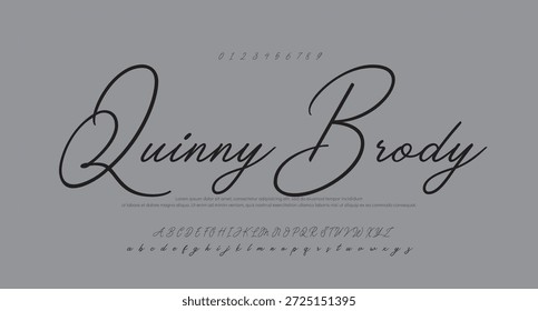 signature Font Calligraphy Logotype Script Brush Tipo de letra Letras de fuentes escritas a mano. Ilustración vectorial  