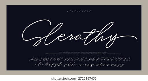 
signature Font Calligraphy Logotype Script Brush Tipo de letra Letras de fuentes escritas a mano. Ilustración vectorial