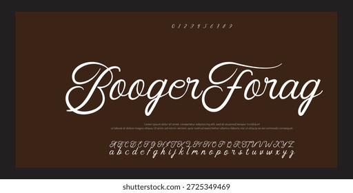 signature Font Calligraphy Logotype Script Brush Tipo de letra Letras de fuentes escritas a mano. Ilustración vectorial  