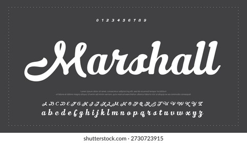 signature Font Calligraphy Logotype Script Brush Tipo de fuente Letras de fuentes escritas a mano. Ilustración vectorial  