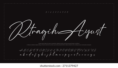 Fuente de firma Escritura a mano Script Pincel Tipo de fuente Letras de fuente escritas a mano