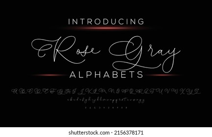 Signature Font Rose Gray Monoline Logotype Script Brush Font Type Font lettering handwritten