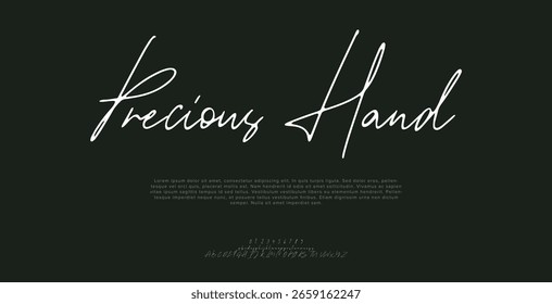 Signature Font Uppercase Lowercase And Number. Script Font Calligraphy Logotype  elegant Font Type Font lettering handwritten. vector illustration  
