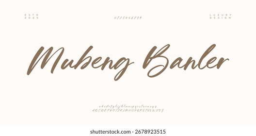 Signature Font Uppercase Lowercase And Number.Script Font Calligraphy Logotype elegant Font Type Font lettering handwritten. vector illustration