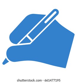 Signature Hand vector icon. Flat cobalt symbol. Pictogram is isolated on a white background. Designed for web and software interfaces.