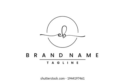 Signature Handwriting E B EB initial logo template vector