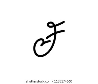signature handwriting initial f vector logo