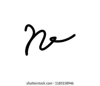 signature handwriting initial n vector logo