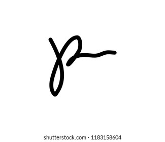 signature handwriting initial p vector logo