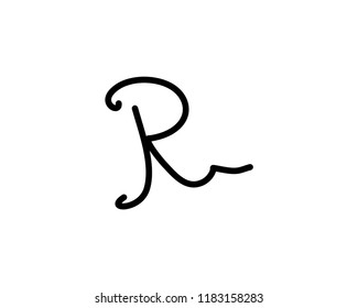 signature handwriting initial r vector logo