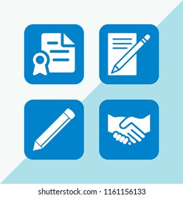 signature icon. 4 signature set with write letter, contract, agreement and pen vector icons for web and mobile app