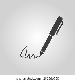 The signature icon. Pen and undersign, underwrite, ratify symbol. Flat Vector illustration