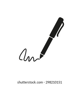 The signature icon. Pen and undersign, underwrite, ratify symbol. Flat Vector illustration