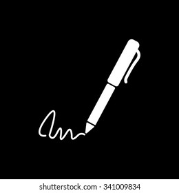 The signature icon. Pen and undersign, underwrite, ratify symbol. Flat Vector illustration