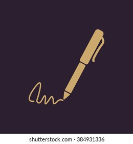 The signature icon. Pen and undersign, underwrite, ratify symbol. Flat Vector illustration