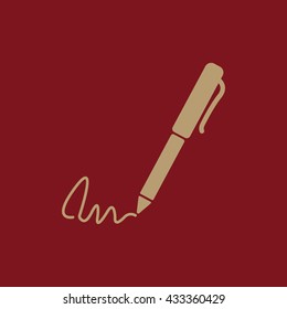 The signature icon. Pen and undersign, underwrite, ratify symbol. Flat Vector illustration