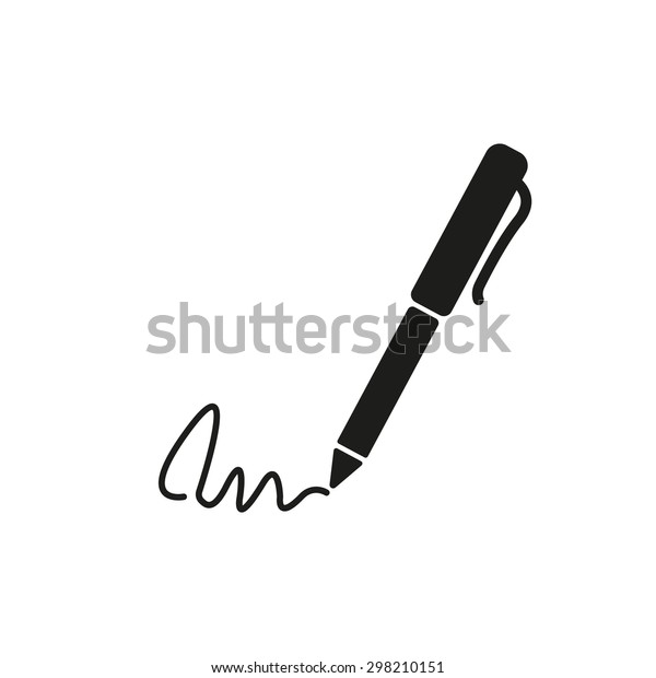署名のアイコン ペンと下書き 下書き 批准記号 平らなベクター画像イラスト のベクター画像素材 ロイヤリティフリー