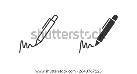 Signature Icon Set. A black icon of a signature, representing approval.