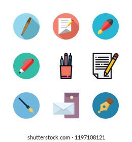 signature icon set. vector set about pen, pens, contract and postal icons set.