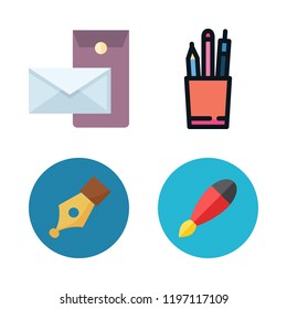 signature icon set. vector set about pen, postal and pens icons set.