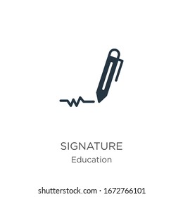 Signature icon vector. Trendy flat signature icon from education collection isolated on white background. Vector illustration can be used for web and mobile graphic design, logo, eps10