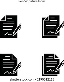 Signature icons set isolated on white background with glyph style. Signature icon trendy and modern Signature symbol for logo, web, app, UI. Signature icon simple sign.