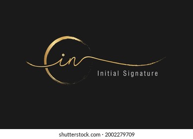 signature Initial Letter i n  handwriting logo of initial signature, wedding, fashion, jewerly, boutique, floral and botanical with creative template for any company or business.