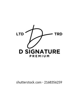 Signature letter D hand write logo design illustration