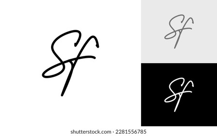 Signature letter SF monogram logo design vector