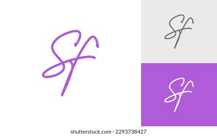 Signature letter SF monogram logo design vector