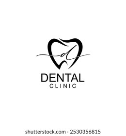 Logotipo dos dentes da carta de assinatura; logotipo moderno, único, simples e técnico do dente lettermark para dentista, ortodontia e marca de pasta de dente. Transmite serviços elegantes, decolados, estilosos e profissionais.