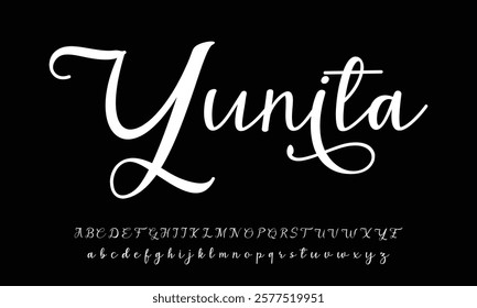 signature letters. Modern script calligraphy type. ABC typography latin signature alphabet.